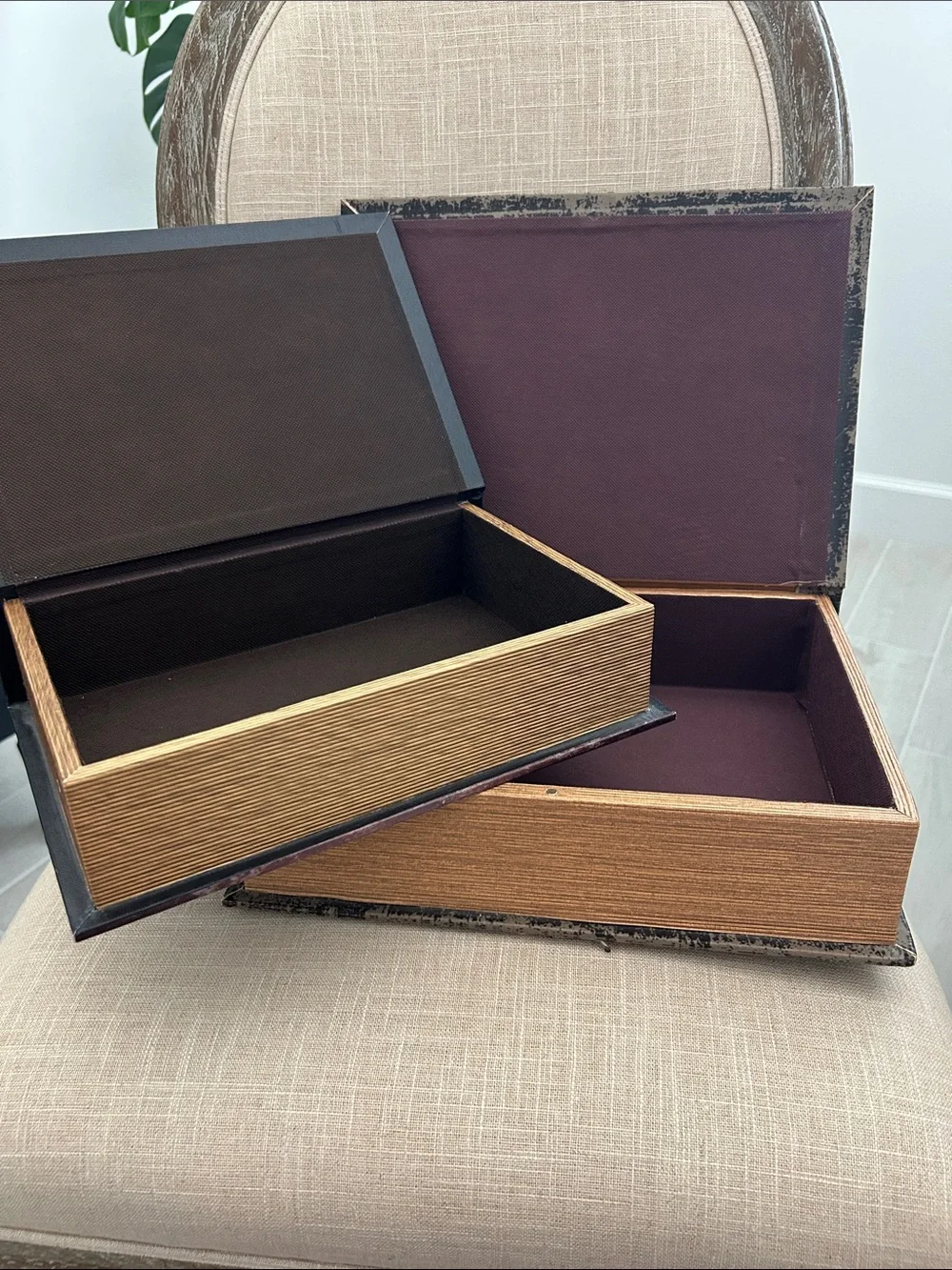 Vintage Crown Decorative Coffee Table Book Box - Black and Brown